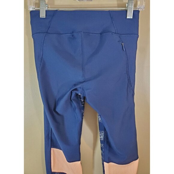 Women's Under Armour Blue & Pink Compression Heatgear Leggings Size M Ankle Zip - Picture 7 of 13